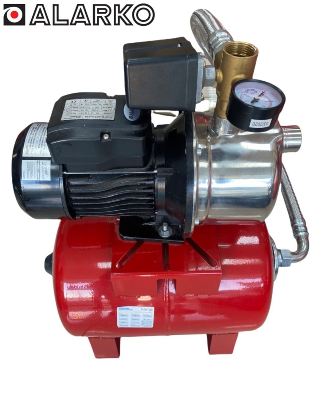 Alarko JET D-JDTM-100  1hp 220v 50lt  Yatık Tanklı Paket Jet Hidrofor