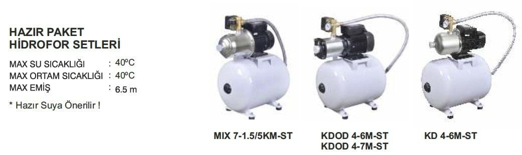 ATLANTİS BLU  KD 4-6M-ST -1.5HP-220V- KADEMELİ HAZIR PAKET HİDROFOR SETİ (50 LİTRE SABİT MEMBRANLI)