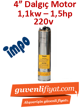 İMPO 1.1kw -1.5hp 220V Dalgıç Motor (eco motor, döküm başlıklı, ithal)  4''
