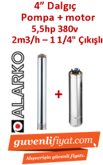 ALARKO 4SD2/60 DMD 5.5Hp 380v 1 1/4'' Çıkışlı 4'' Derin Kuyu Sondaj Motor + Pompa